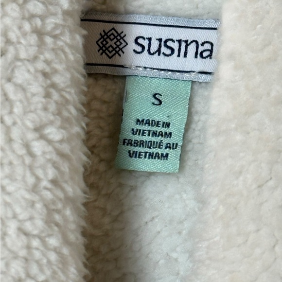 Faux Sherpa Lined Faux Suede Open Front Vest Susina Small - Picture 3 of 7